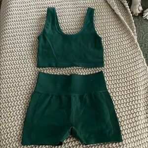 Forever 21 Emerald Ribbed Top and Shorts Set